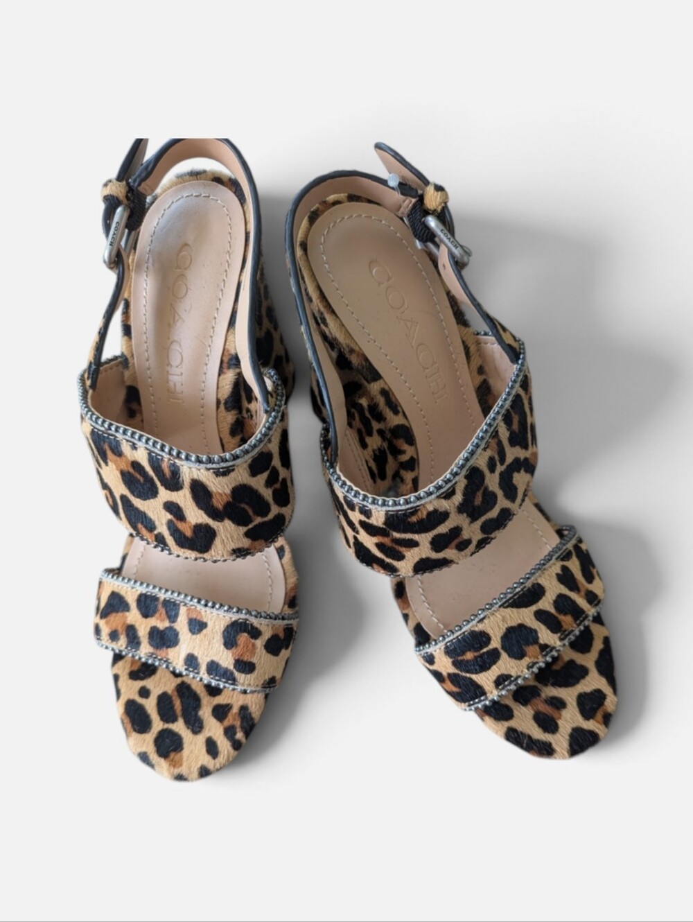 COACH RYLIE  SANDALS: NATURAL LEOPARD Calf hair size 5.5 - Picture 3 of 4
